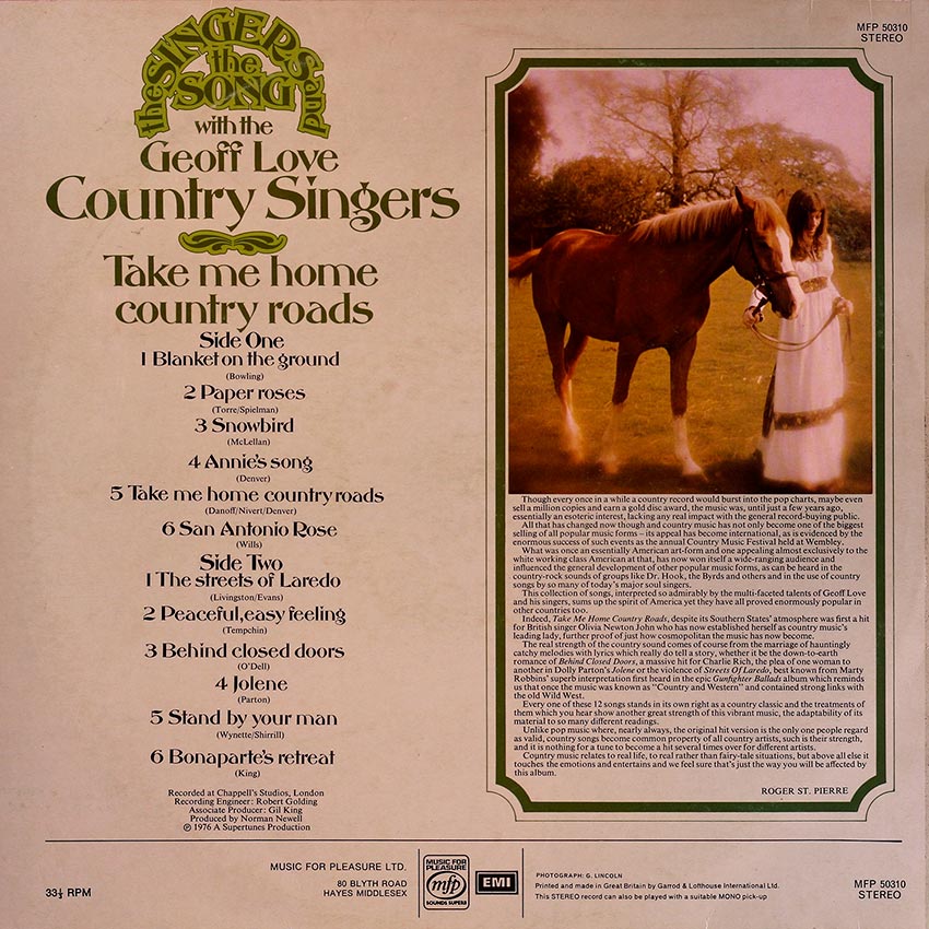 The Geoff Love Country Singers - The Singers and the Song