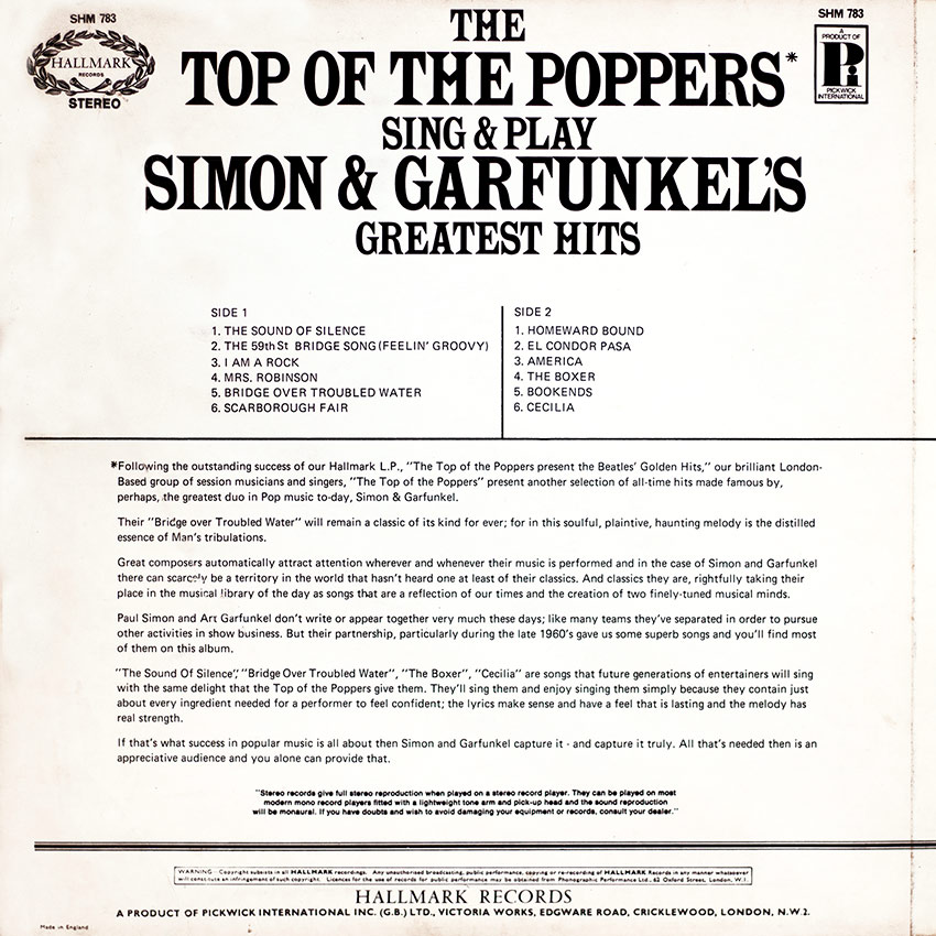 The Top of the Poppers Sing and Play Simon and Garfunkel's Greatest Hits