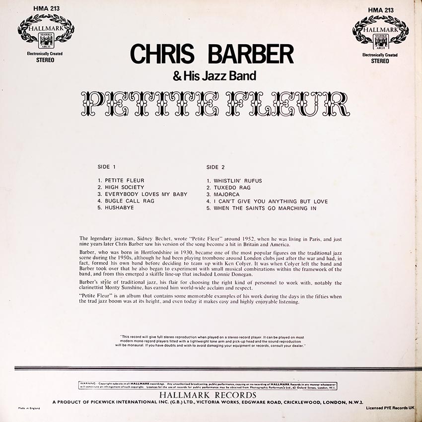 Chris Barber & His Jazz Band - Petite Fleur