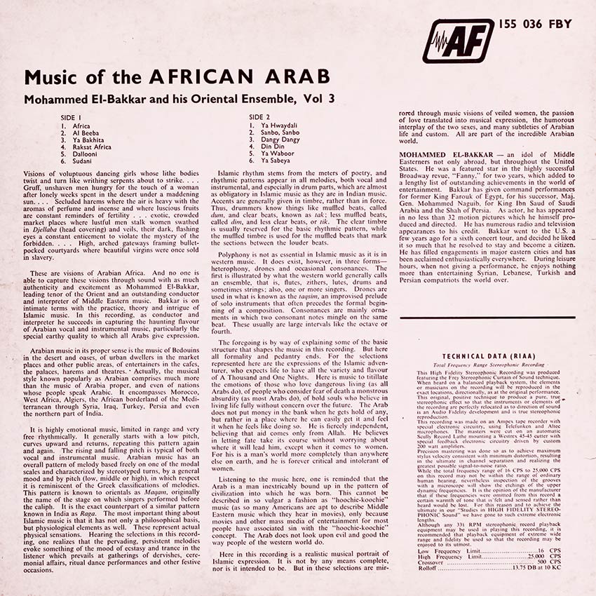 Mohammed El-Bakkar & His Oriental Ensemble - Music Of The African Arab Vol. 3