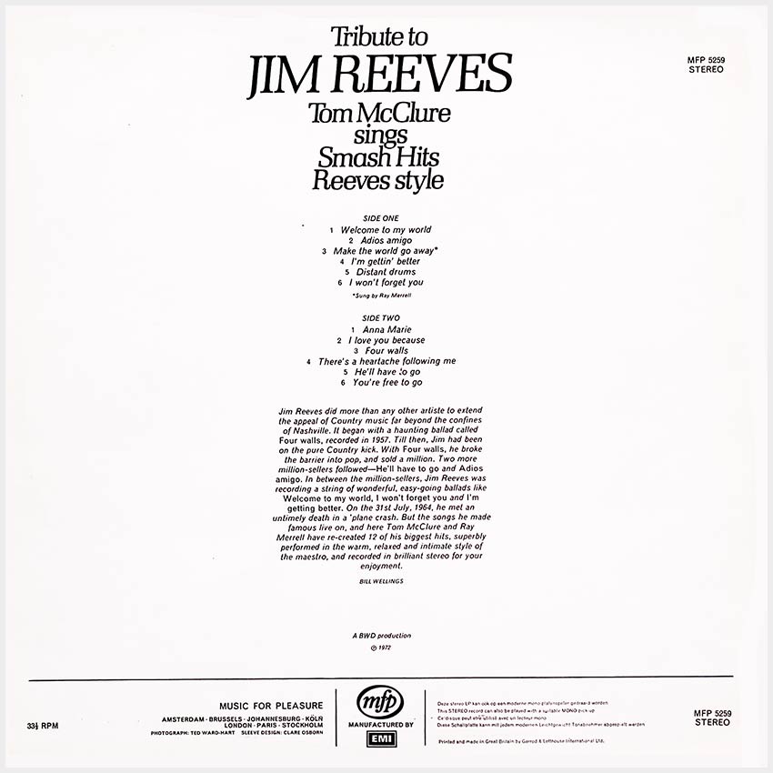 Tom McClure - Tribute to Jim Reeves