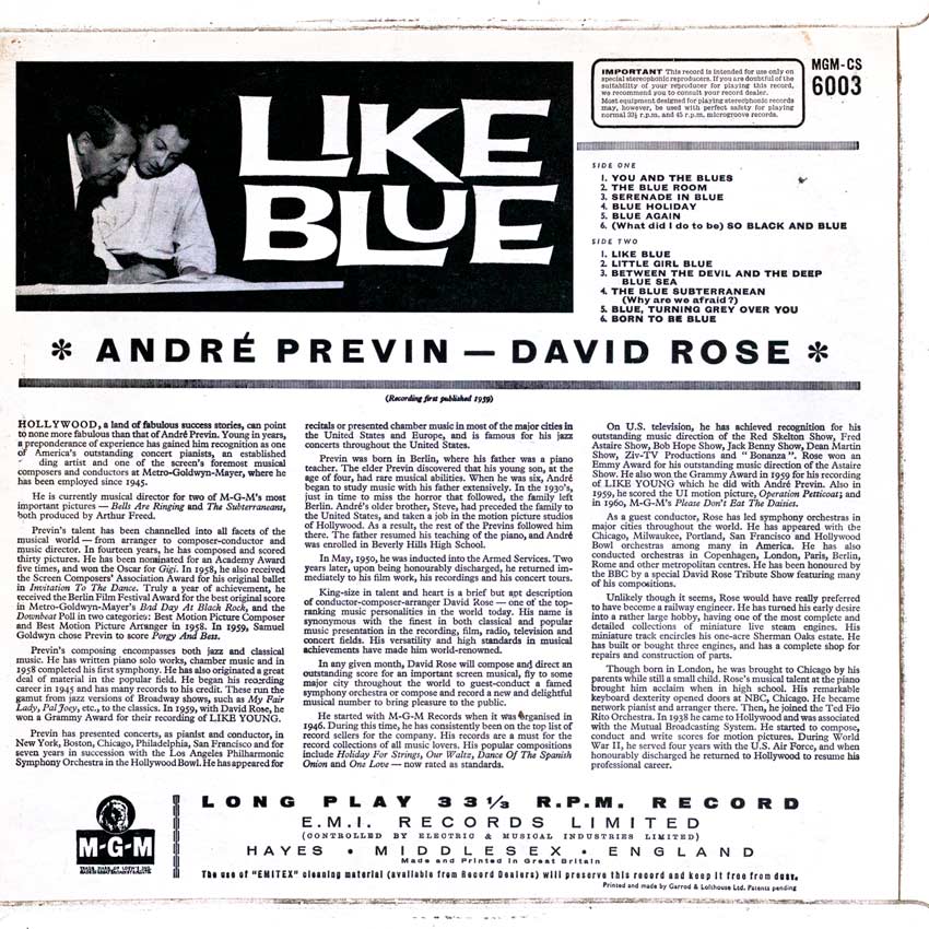 Like Blue - André Previn David Rose