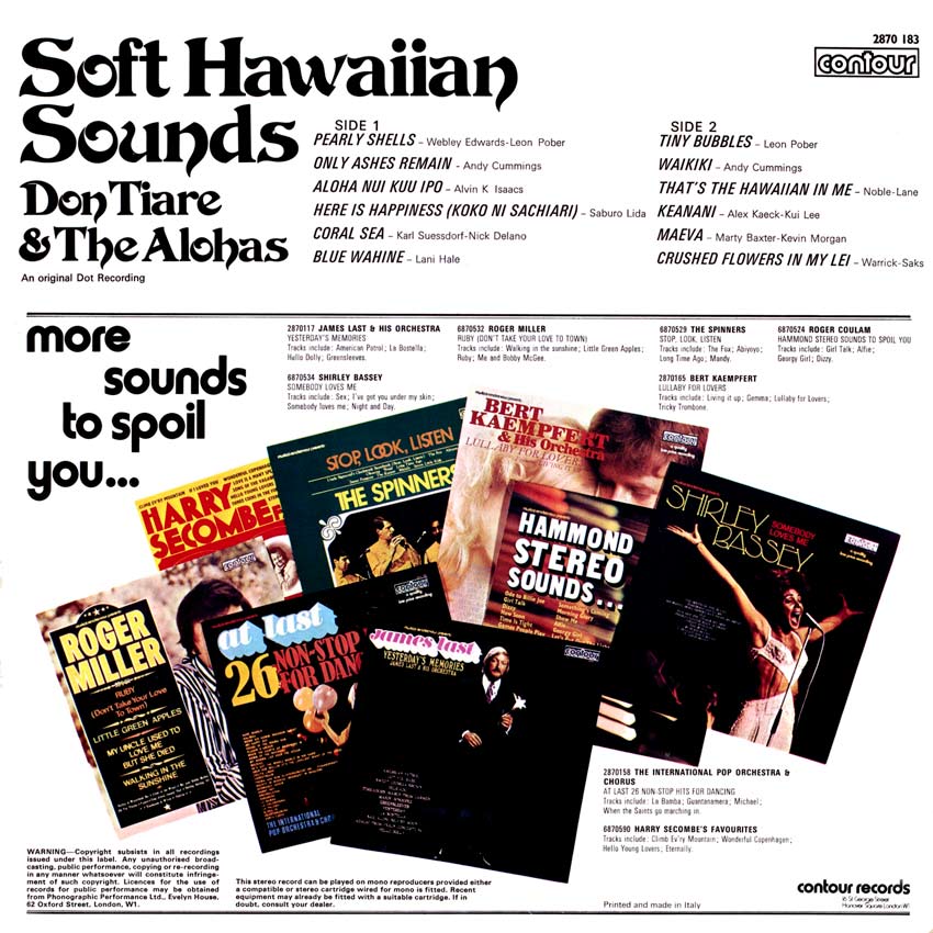 Don Tiare & The Alohas - Soft Hawaiian Sounds