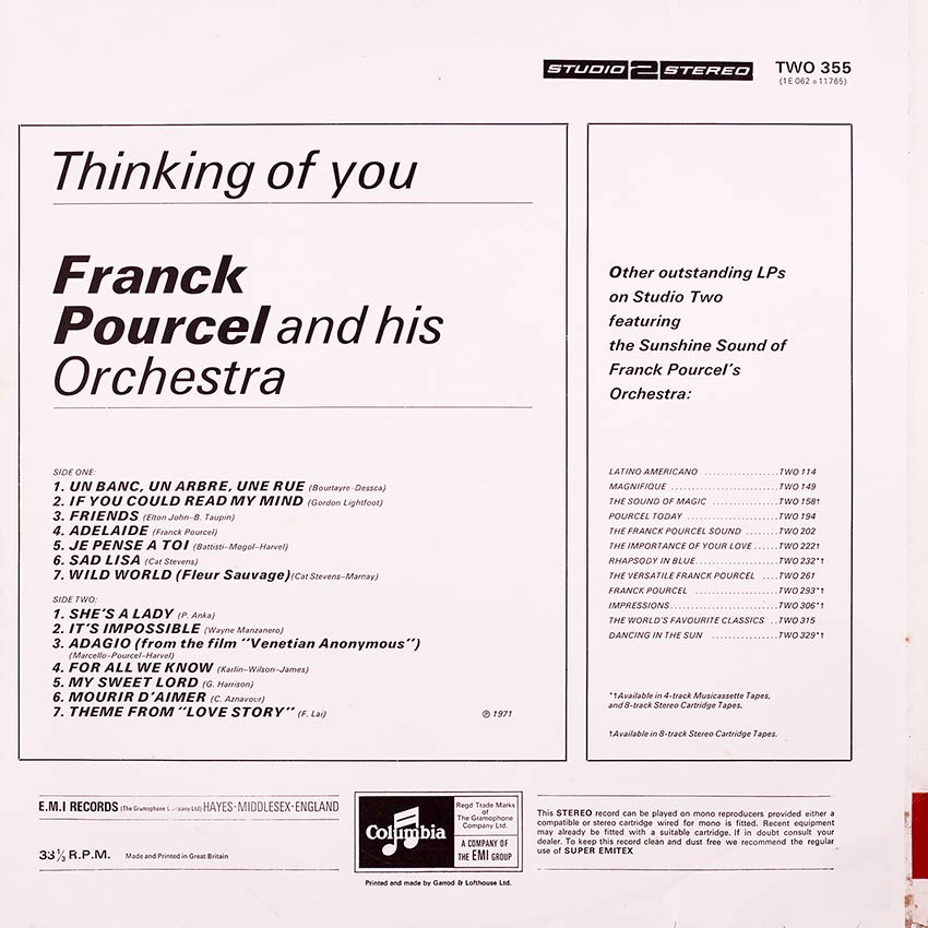 Frank Pourcel and his Orchestra - Thinking Of You