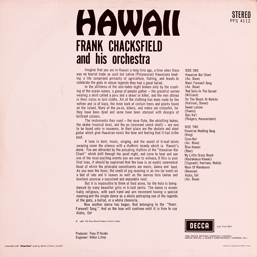 Frank Chacksfield and his Orchestra - Hawaii