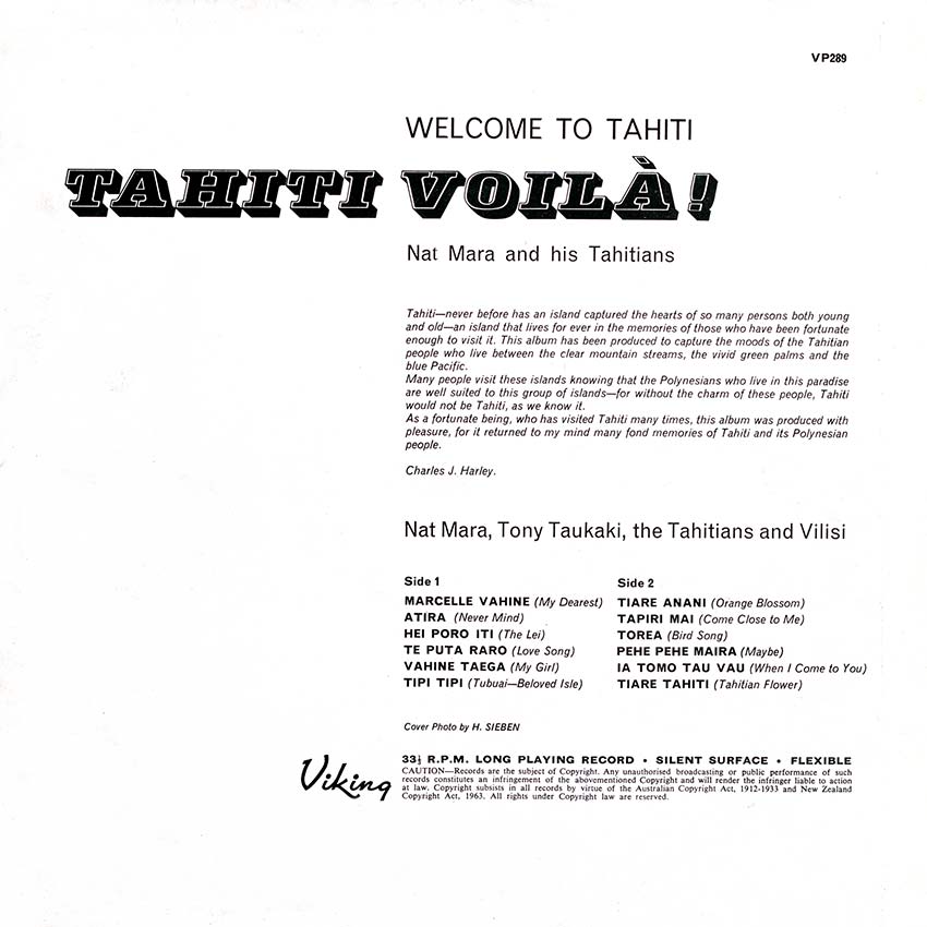 Nat Mara and His Tahitians - Tahiti Voila