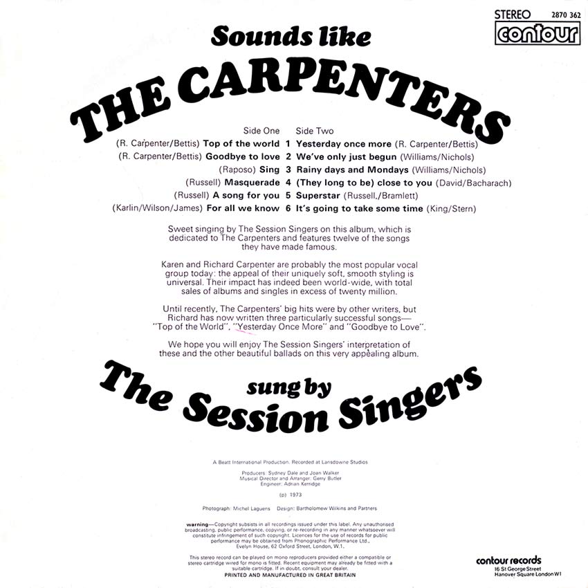 Session Singers - Sounds Like The Carpenters