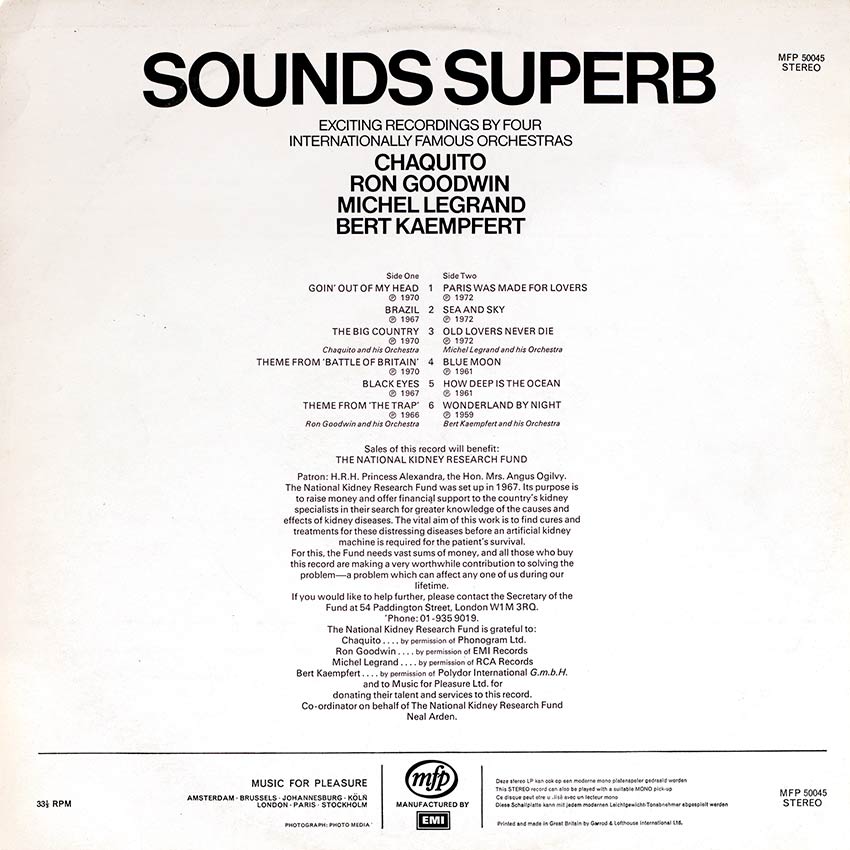 Sounds Superb - Various Artists (Chaquito, Ron Goodwin, Michel Legrand, Bert Kaempfert)