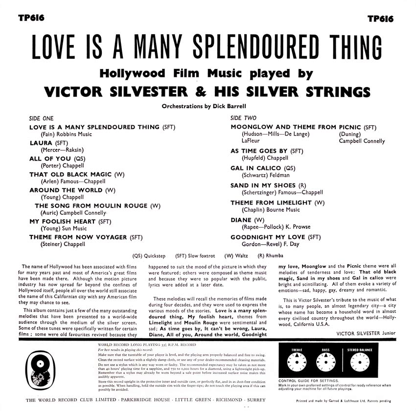 Victor Silvester and His Orchestra - Love Is A Many Splendoured Thing