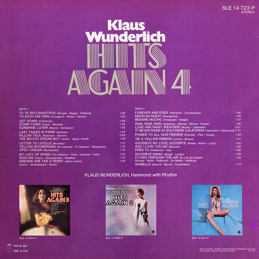 Klaus Wunderlich - Hits Again 4 - another stunner from Cover Heaven