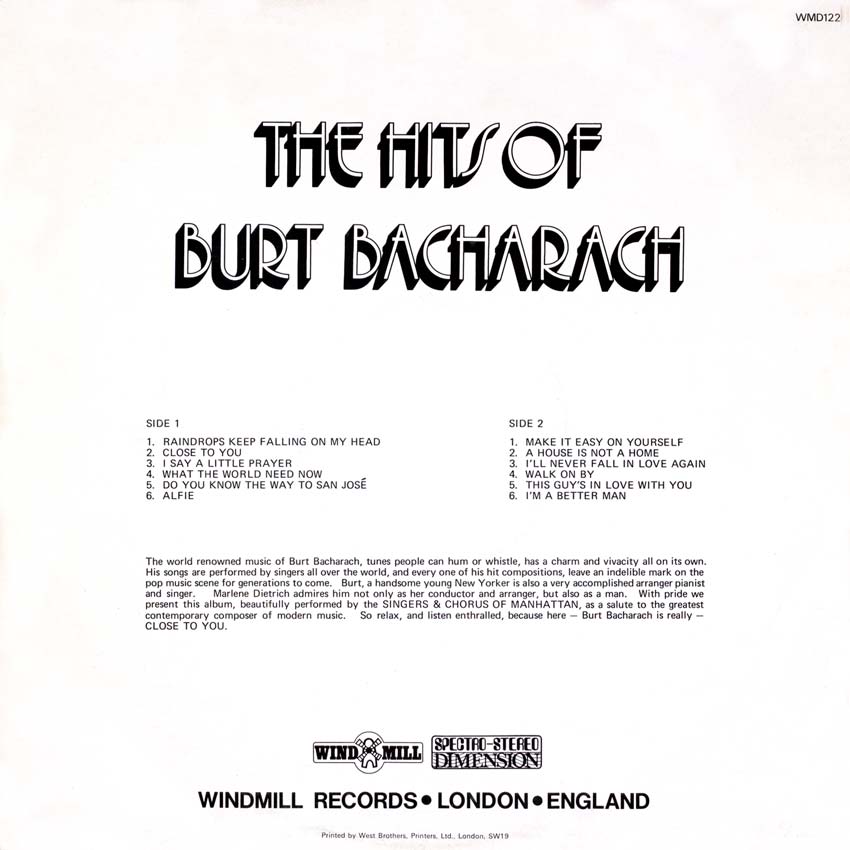 Singers & Chorus of Manhattan - The Hits of Burt Bacharach