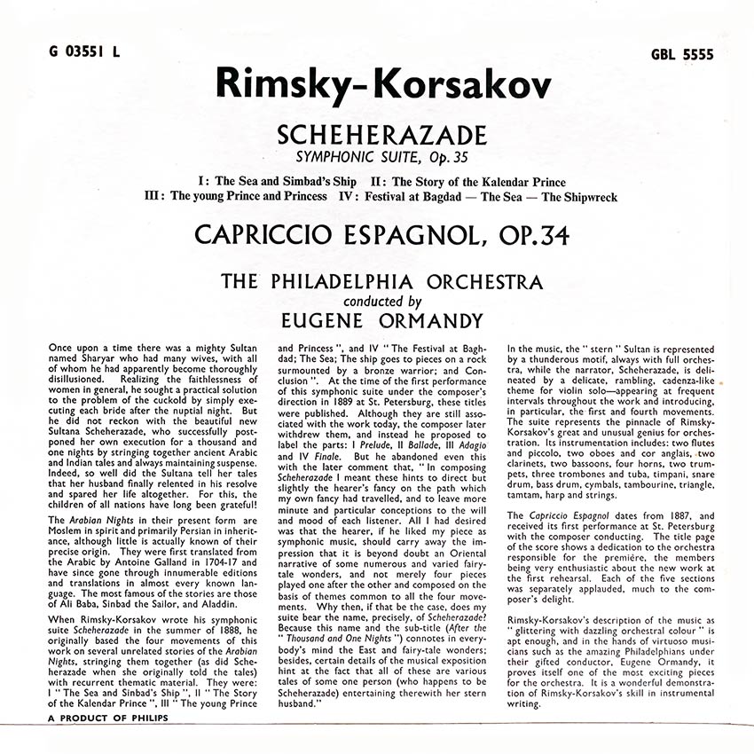 The Philadelphia Orchestra - Rimsky-Korsakov - Scheherazade - Symphonic Suite/Capriccio Espagnol
