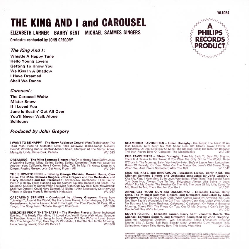Elizabeth Larner, Barry Kent, Michael Sammes Singers - The King And I and Carousel