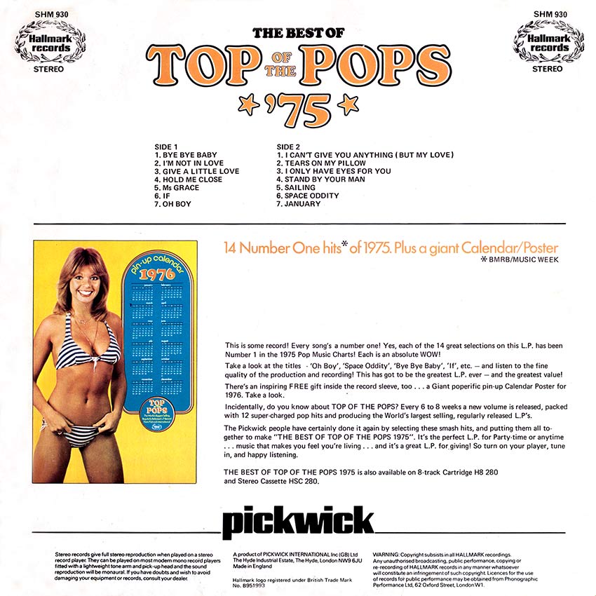 Top of the Pops Best of '75 - another in the cheesy series of Top of the Pops record covers