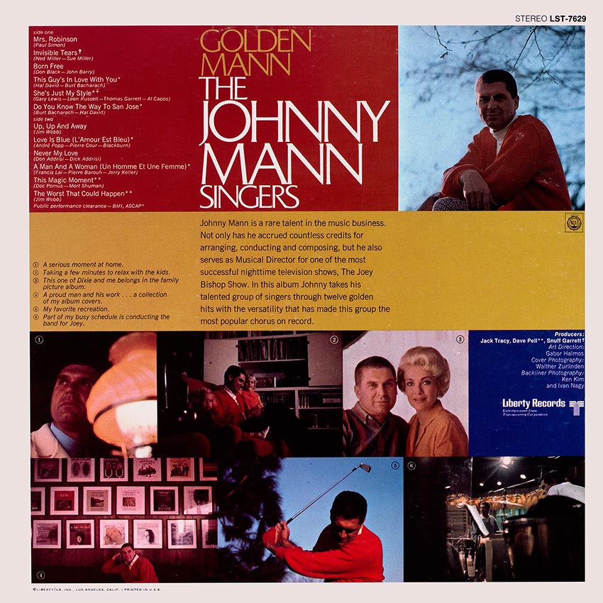 The Johnny Mann Singers - Golden Mann - another supreb album cover from Cover Heaven the home of beautiful record covers