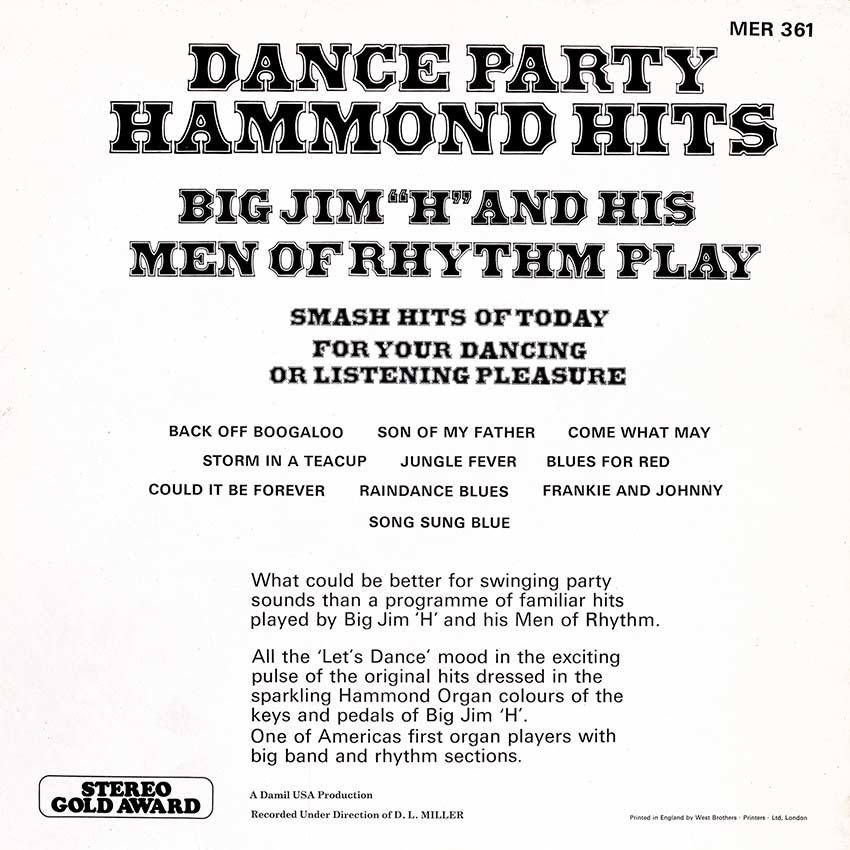Big Jim H and His Men of Rhythm Play Dance Party Hammond Hits