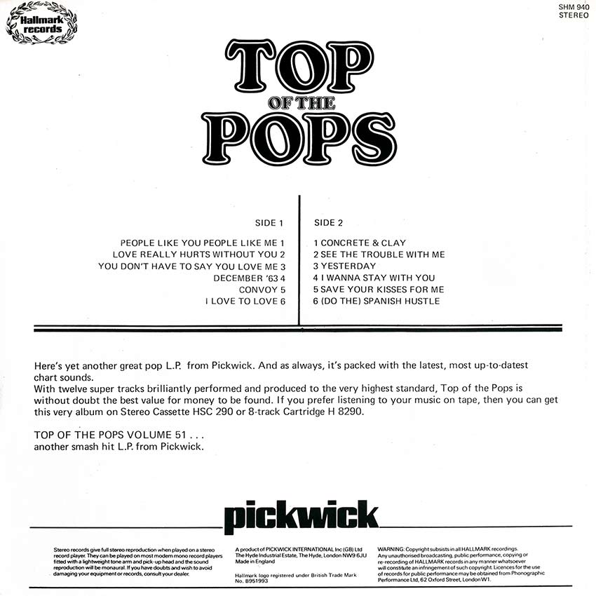 Top of the Pops Vol. 51 - another in the outstanding series of Top of the pops album covers.