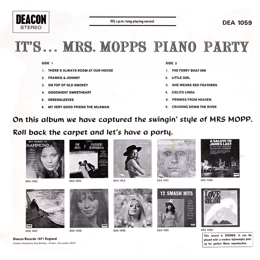 It's... Mrs. Mopps Piano Party